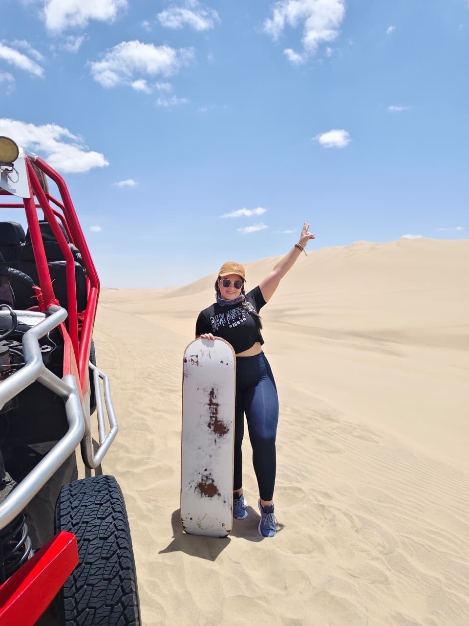 Foto de un visitante del tour por Huacachina