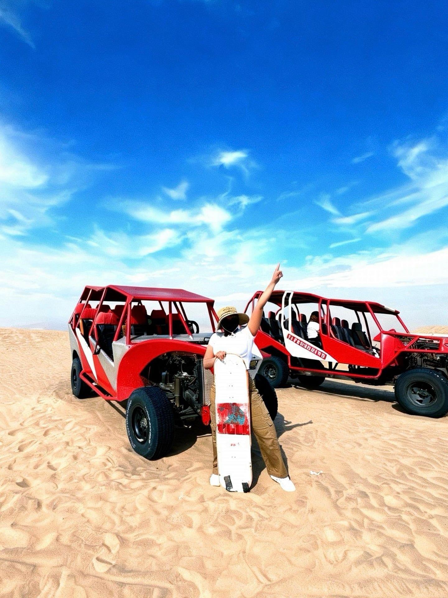 Foto de un visitante del tour por Huacachina